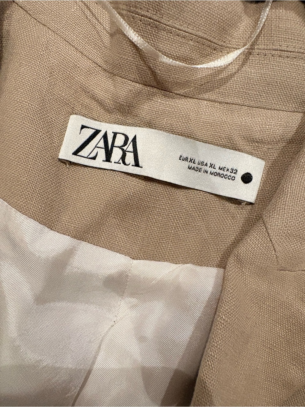 Zara Beige Single-Button Blazer XL - Picture 6 of 8